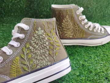 Custom Converse Embroidered Shoes Converse Chuck Taylor 1970s Embroidered Wisteria Flowers & Butterflies Converse Shoes Best Gift for Her