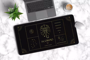 Scorpio Zodiac Sign Desk Mat, Astrology Mousepad Gift, Celestial Home Office,Night Sky Keyboard & Gaming Mouse Pad, Constellation Workplace
