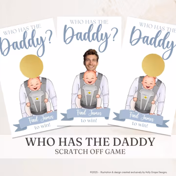 Baby Shower Games, Who Has the Dad Scratch Off, Baby Daddy Shower Game, Find the Dad, Funny Baby Shower Game, Baby Shower Activity, Printed