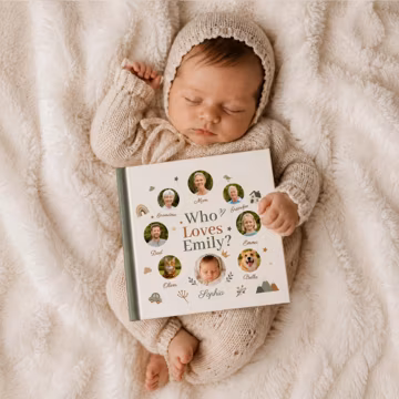 Personalized Family Learning Book for Baby, Custom Storybook Gift, Photo Book, Board Book, First Birthday Gift, Baby Memory Book