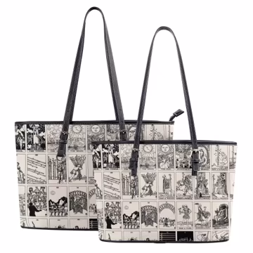 Black and White Tarot Card Tote, Vintage Purse, Mystical Shoulder Bag, Witchy Everyday