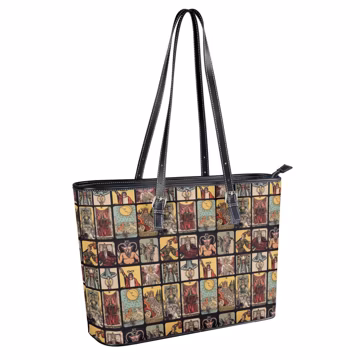 Vintage Tarot Card Tote Bag, Witchy Shoulder Bag, Occult Card Print Purse, Tarot Reader