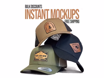 Custom Leather Patch Trucker Hat | Personalized Hat with Custom Logo | Custom Company Logo Snapback Promotional Gift