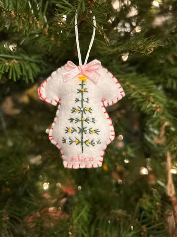 Baby's First Christmas Ornament, Personalized Felt Name Ornament, Baby's First Christmas Ornament, Custom Embroidered Baby Keepsake