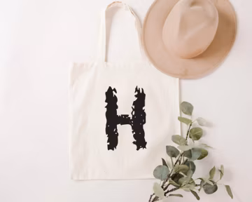 Custom Initial Letter Tote Bag, Monogram Birthday Gift, Bridesmaid Wedding Alphabet Shoulder Canvas