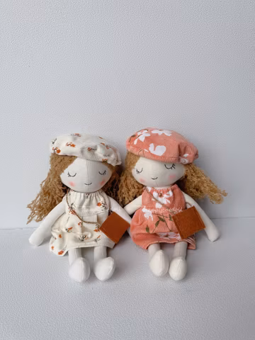 Handmade shaggy hair princess doll with removable dress - Heirloom fabric doll for girl- Organic fabric doll clothes