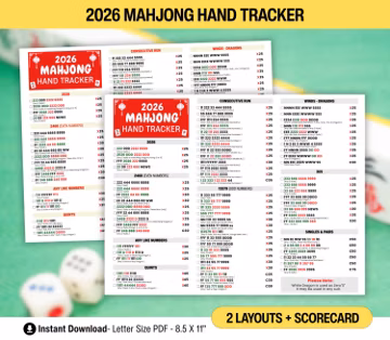 2026 Mahjong Hand Tracker, American Mahjong Scorecard Printable, Mah Jongg Hand Tracker PDF, NMJL Game Tracker, Mahjong Cheat Sheet