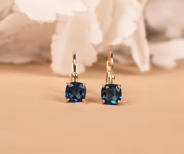 Dainty London Blue Topaz Leverback Earrings Topaz Jewelry, Drop & Dangle Earring, Gifts