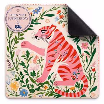 American Mahjong Mat | Pink Tiger Floral Mahjong Mat | Foldable Travel Game Mat with Carry Bag | Palm Beach Preppy Mahjong Gift