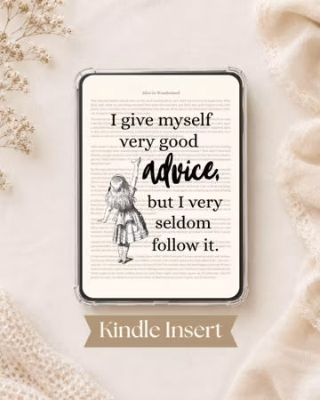Alice in Wonderland Book Page Kindle Insert, Kindle Accessories, Book Page Art, Book Accessories