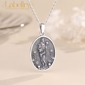 Sterling Silver Persephone Necklace, Queen of the Underworld and Goddess of Spring Pomegranate Pendant, Witchy Jewelry, Birthday Gift Her
