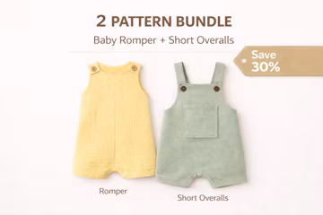 Baby Romper & Short Overalls Sewing Pattern Bundle | Baby Outfit Pattern | Unisex Baby Sewing Pattern | PDF Instant Download