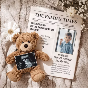 Big Brother Pregnancy Announcement Template | Newspaper Baby Reveal | Digital Social Media Pregnancy Reveal | Promoted To Big Brother