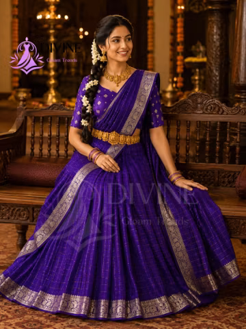 Ready to Wear Half Saree Lehenga Set | South Indian Langa Voni | Pavadai Davani Dress | Traditional Wedding Outfit for Women & Teens
