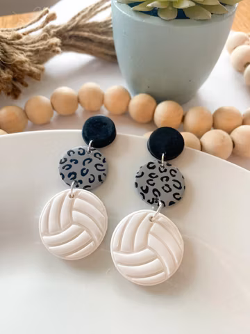 Volleyball Mom Earring for Sports Mom Gift Handmade Clay Earring Dangle Volleyball Gift for Mom Polymer Clay Sports Earring Lightweight