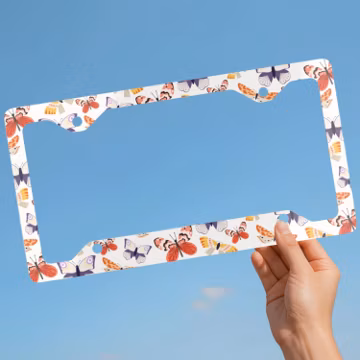 Colorful Butterfly License Plate Frame, Retro Car Accessory