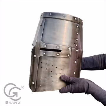 Crusader Knight Helmet: Antique Silver Medieval Armor, Cosplay Halloween Gift