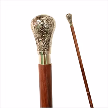 Victorian Walking Cane: Beautifully Carved Brass Handle, Handmade Rosewood Walking Stick Elegant Gift.