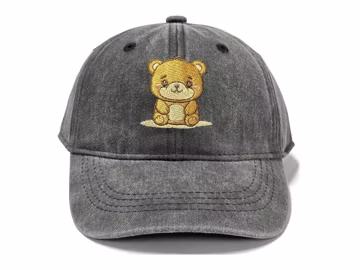 Cute Teddy Bear Embroidered Washed Kids Baseball Cap, Adjustable Vintage Toddler Dad Hat, Outdoor Sun Hat for Children