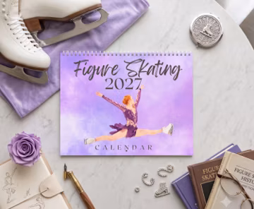 2027 Watercolor Figure Skating Calendar, Ice Skater Monthly Calendar, Women's Skating Wall Calendar 2027, Figure Skater Gift