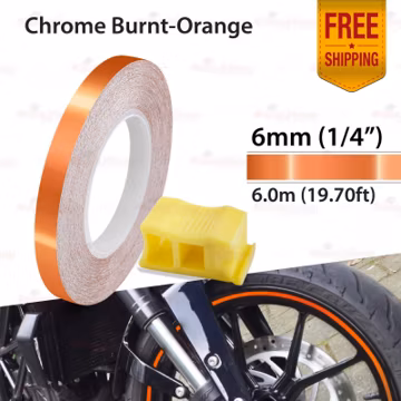CHROME BURNT-ORANGE 1/4" 0.25" 6mm Pin Stripe Wheel Rim Single Solid Line Vinyl Sticker | 19.70 ft 6.0m | AutoXtreme
