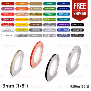 1/8" 3mm Roll PIN STRIPE Car PinStriping Styling Trim Adhesive Line TAPE Decals Vinyl Stickers | 32ft 9.80m | AutoXpress