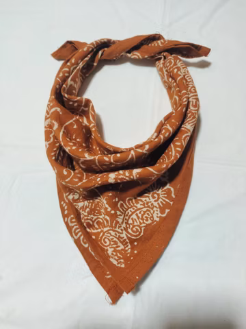 Hand Block Print Cotton Bandana: Paisley Boho Neck Scarf