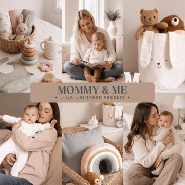 Motherhood Lightroom Presets, Soft Beige Filters for Newborn, Baby and Family Photos (Mobile & Desktop)