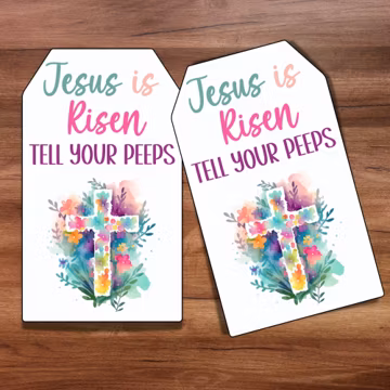 Jesus Is Risen, Tell Your Peeps Tag, Easter Peeps Printable Tags, Easter Treat Tags