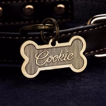 Brass Bone Dog Tag, Dog ID Tag, Custom Engraved Dog Name Bone Tag with Phone Number, Personalized Pet Tag, Dog Collar Tag With Name,Dog Gift