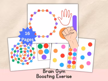 Neuro Gym Worksheets, Kids Dual Hand Worksheets, Finger Gym, Bilateral Coordination, OT Brain Games, Fine Motor Skills, Brain Gym Activity