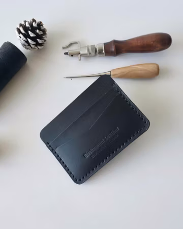 Buttero Leather Card Holder, Handmade Card Holder, Full Grain Leather, Slim Wallet, Black Wallet, Vegetable Tanned Leather
