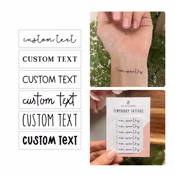Custom Text Temporary Tattoo | Personalized Name, Word or Verse