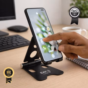 Aluminum Phone & Tablet Stand, Adjustable Foldable Cell Phone Holder, Desk Stand for iPhone, iPad, Samsung Galaxy, Multi-Angle