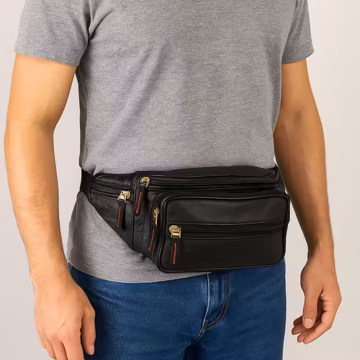 Genuine Leather Fanny Pack, RFID Travel Belt Bag, Leather Waist Bag, Crossbody Bum Bag, Festival Hip Bag, Gift for Men Women