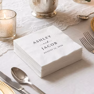 Personalized Wedding Napkins with Text,Custom Wedding Cocktail Napkins for Engagement, Bridal Shower,Wedding Decor