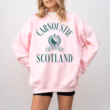 Carnoustie, Scotland Crewneck Sweatshirt | Vintage Style Golf Pullover | Country Club, Golfing Outfit | Gift for Her, Him, Golfer, Traveler