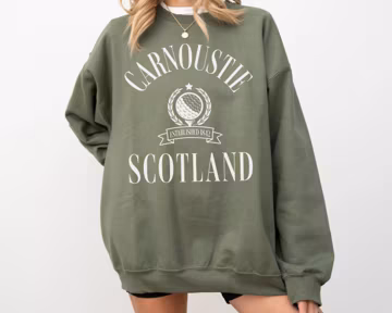 Carnoustie, Scotland Crewneck Sweatshirt | Vintage Style Golf Pullover | Country Club, Golfing Outfit | Gift for Her, Him, Golfer, Traveler