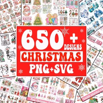 Mega Bundle Christmas PNG: 650 Files Christmas PNG SVG, Merry Christmas Png, Trendy Xmas (Digital Download)