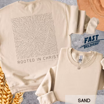 Rooted In Christ Sweatshirt, Minimal Christian Crewneck, Colossians 2:7 Shirt, Faith Based Sweatshirt, Christian Gift for Women
