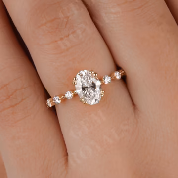 1.20 CT Oval Lab Grown Diamond Engagement Ring, 14K Yellow Gold Ring
