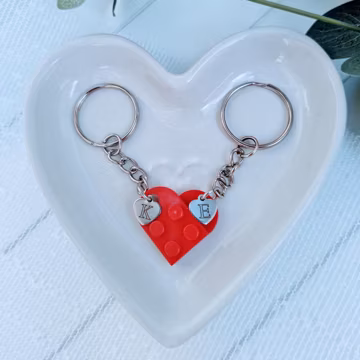 Personalised Lego Heart Keyring | Anniversary Initial heart | Girlfriend gift | Matching Keychains | Gifts for him, her | Boyfriend Gift