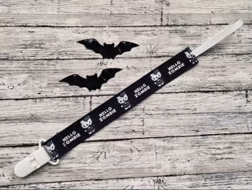 Gothic Zombie Ms Kitty Pacifier Clip Spooky Baby Ghoul