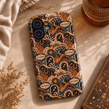 Retro Sagittarius Zodiac Tough Phone Case for iPhone Samsung Cute Zodiac Case, Floral Astrology Birthday Gift for Sagittarius Woman December