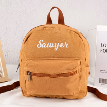 Embroidered Canvas Toddler Backpack: Personalized Baby Daycare Bag