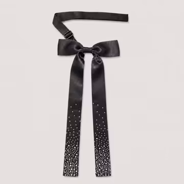 Black Western Necktie Bow with Rhinestones - adjustable, western wear, special occasion