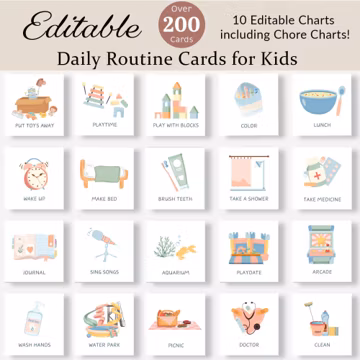 Daily Routine Cards Toddler Editable Routine Chart Daily Rhythm Visual Schedule for Kids Chore Chart Checklist Preschool Montessori Activity