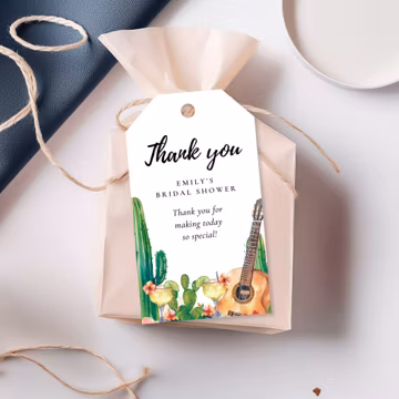 Mexican Fiesta Bridal Shower Favor Tag: Editable Cactus Design (Printable File) A07