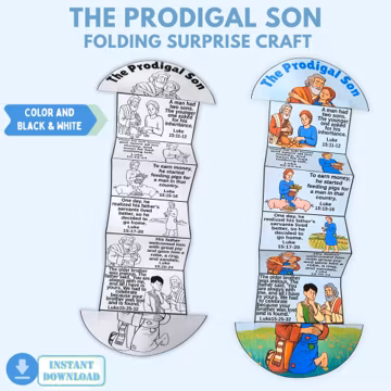 Prodigal Son Bible Folding Surprise Craft | Sunday School Printable | Kids Christian Lesson