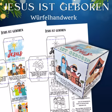 Jesus ist geboren Würfel-Bastelarbeit, Weihnachtsdruck-Bibelaktivität, Memory-Spiel, Bibelverse, Sonntagsschule, Christliches Basteln,Krippe